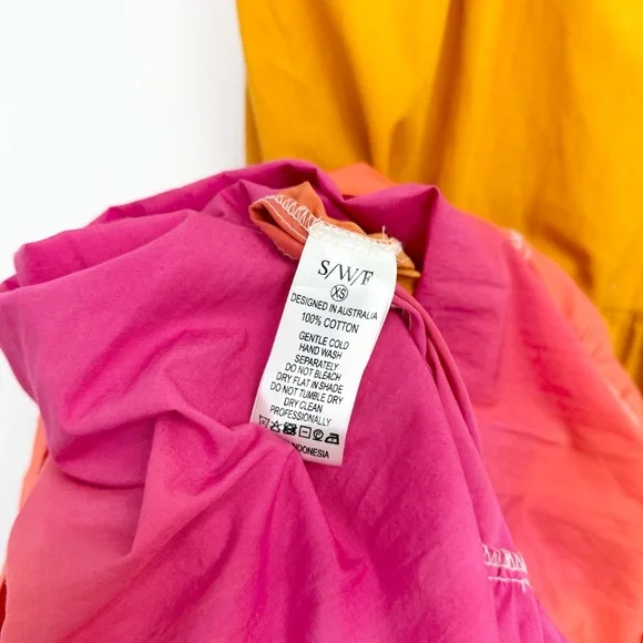SWF Sunset Ombré Tiered Cotton Maxi Dress Ruffle Neck Boho Resort XS - Picture 5 of 5